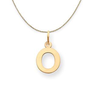 14k Yellow Gold, Amanda, Sm Block Initial O Necklace - 18 Inch